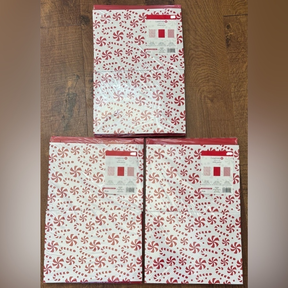 NWT 3 sets of Christmas Xmas gift boxes 18 total solid stripe candy cane